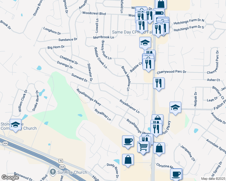 map of restaurants, bars, coffee shops, grocery stores, and more near 334 Sunward Drive in O'Fallon