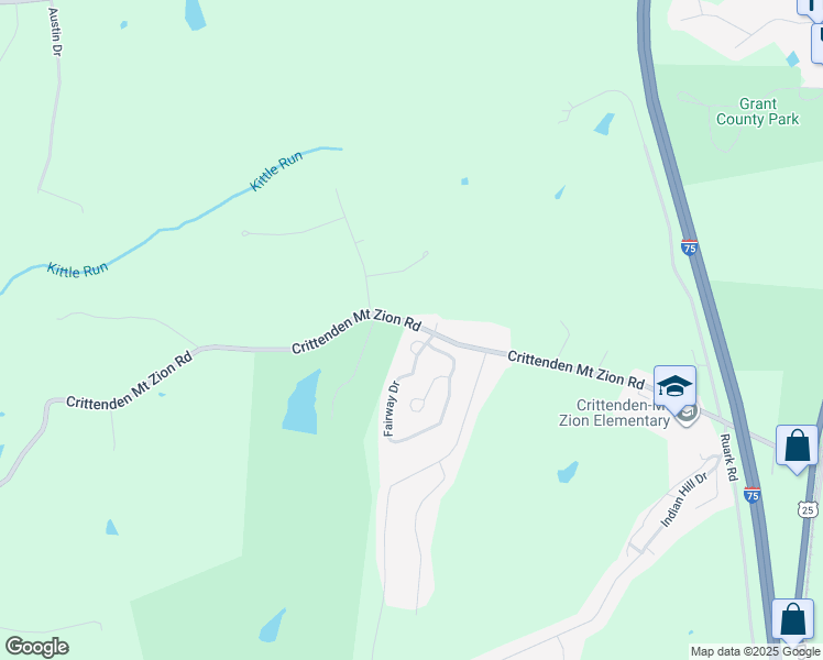 map of restaurants, bars, coffee shops, grocery stores, and more near 103 Fairway Place in Dry Ridge