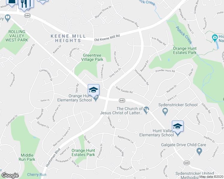 map of restaurants, bars, coffee shops, grocery stores, and more near 6803 Huntsman Boulevard in Springfield