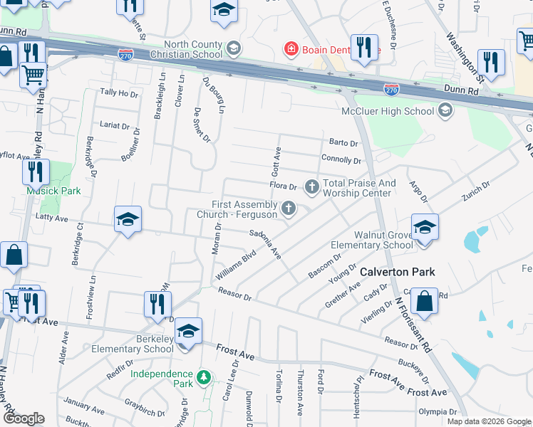 map of restaurants, bars, coffee shops, grocery stores, and more near 139 Gladys Avenue in St. Louis
