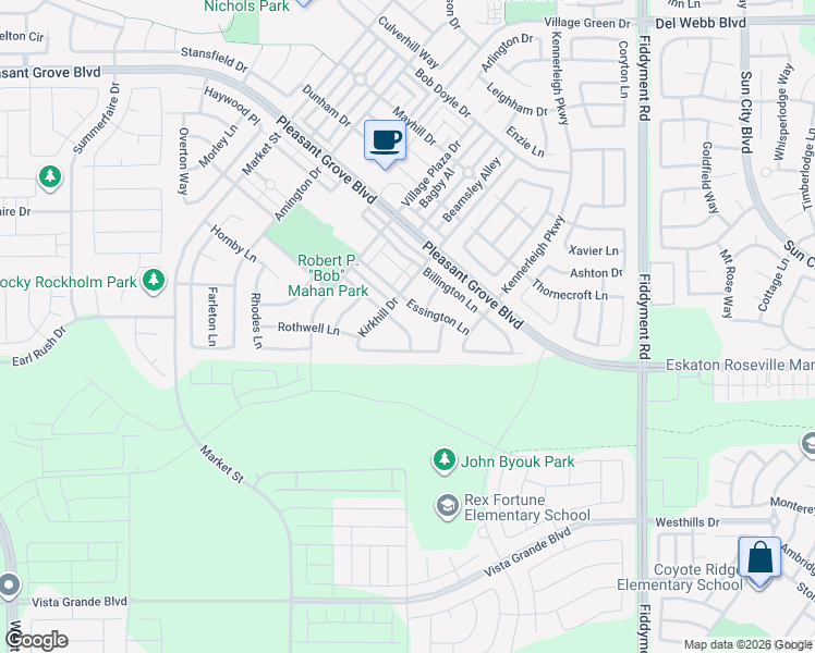 map of restaurants, bars, coffee shops, grocery stores, and more near 1101 Chapelhill Lane in Roseville