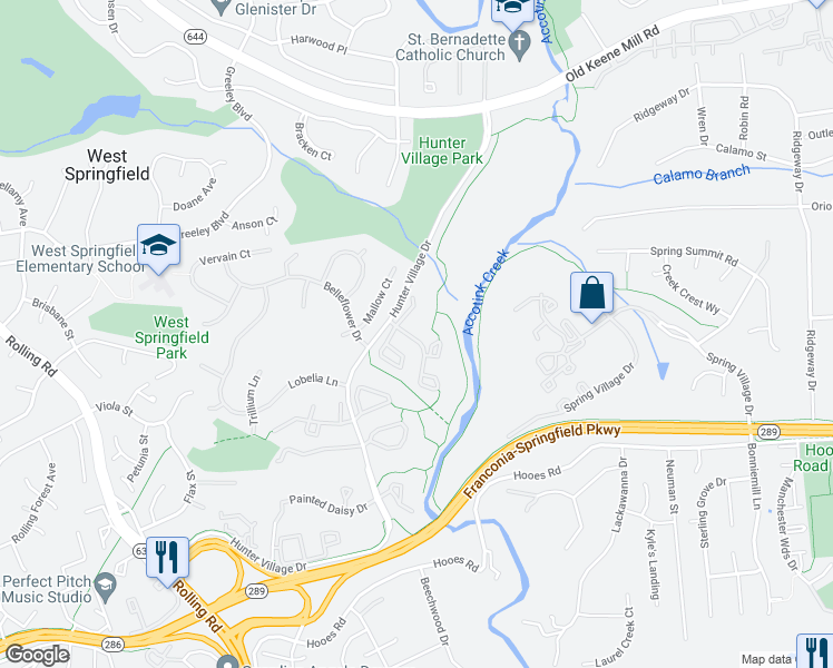 map of restaurants, bars, coffee shops, grocery stores, and more near 7760 Shootingstar Drive in West Springfield