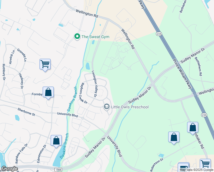 map of restaurants, bars, coffee shops, grocery stores, and more near 11925 Molly Pitcher Circle in Manassas