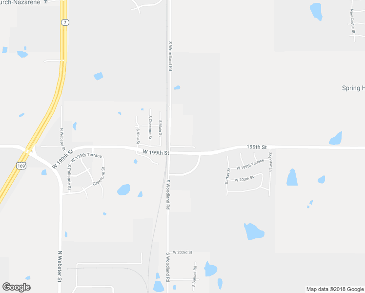 map of restaurants, bars, coffee shops, grocery stores, and more near West 199th Street in Spring Hill