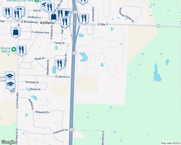 map of restaurants, bars, coffee shops, grocery stores, and more near 901 Ashley Drive in Ashland