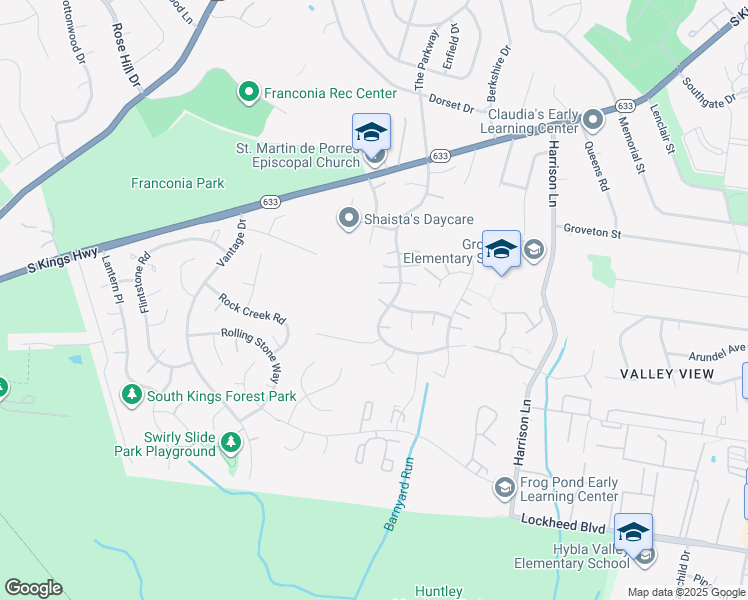map of restaurants, bars, coffee shops, grocery stores, and more near 6840 Stoneybrooke Lane in Alexandria