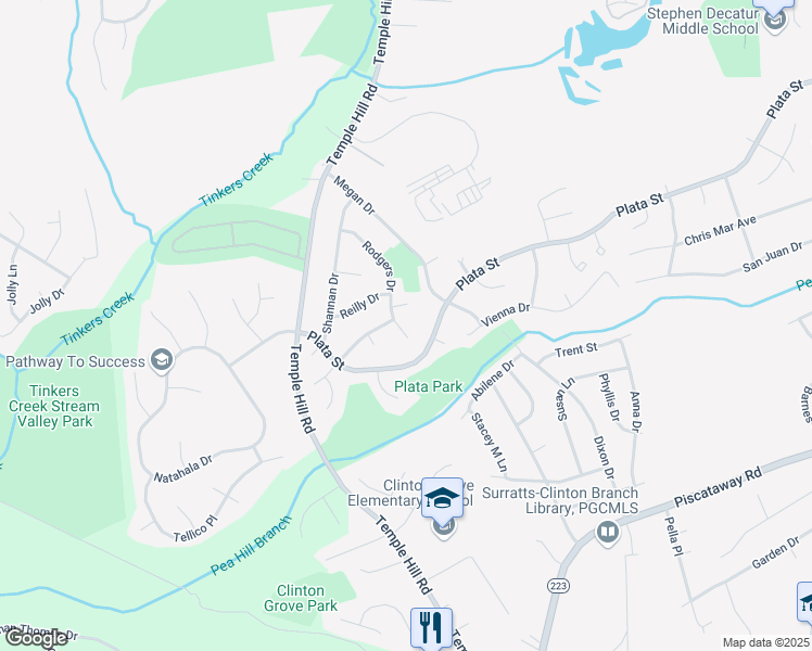 map of restaurants, bars, coffee shops, grocery stores, and more near 5016 Rodgers Drive in Clinton