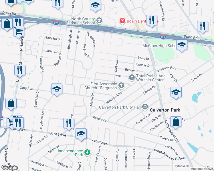 map of restaurants, bars, coffee shops, grocery stores, and more near 237 Gladys Avenue in St. Louis