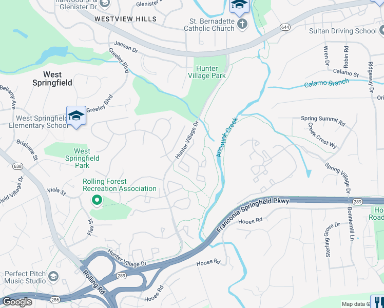 map of restaurants, bars, coffee shops, grocery stores, and more near 7768 Shootingstar Drive in West Springfield
