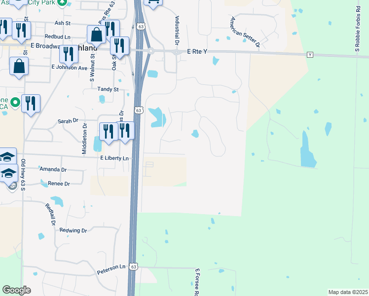 map of restaurants, bars, coffee shops, grocery stores, and more near 951 Ashley Drive in Ashland