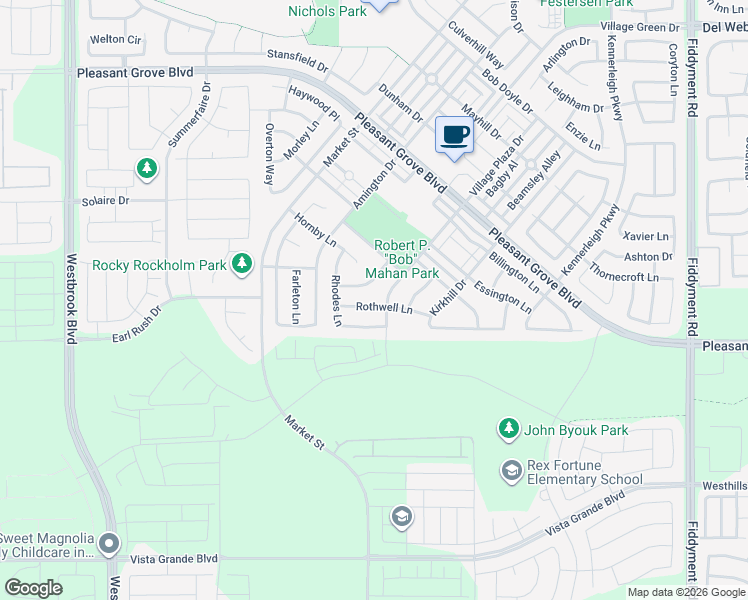 map of restaurants, bars, coffee shops, grocery stores, and more near 1156 Rothwell Lane in Roseville