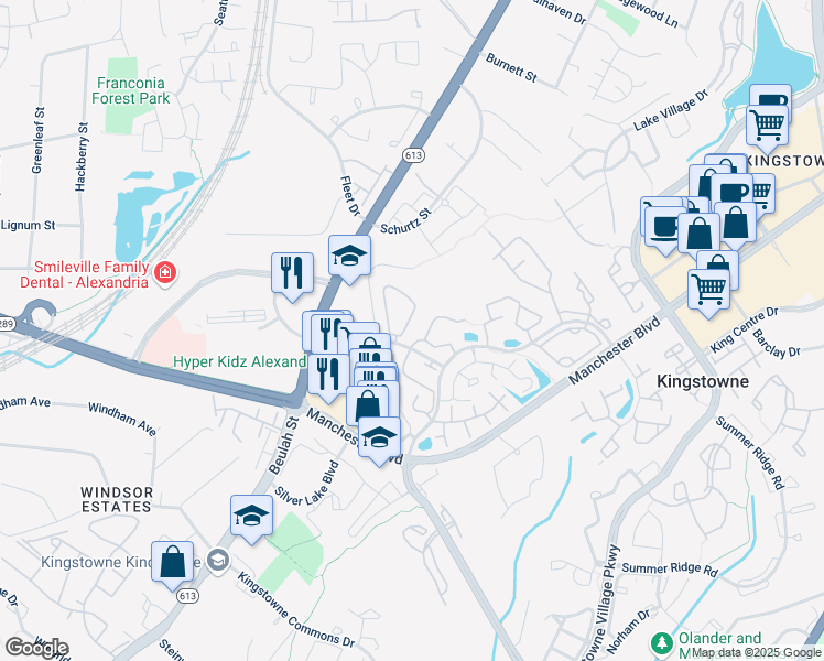 map of restaurants, bars, coffee shops, grocery stores, and more near 6903 Victoria Drive in Alexandria