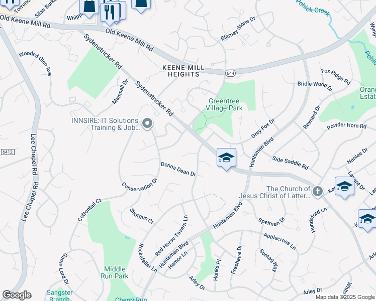 map of restaurants, bars, coffee shops, grocery stores, and more near 9114 Steven Irving Court in Springfield