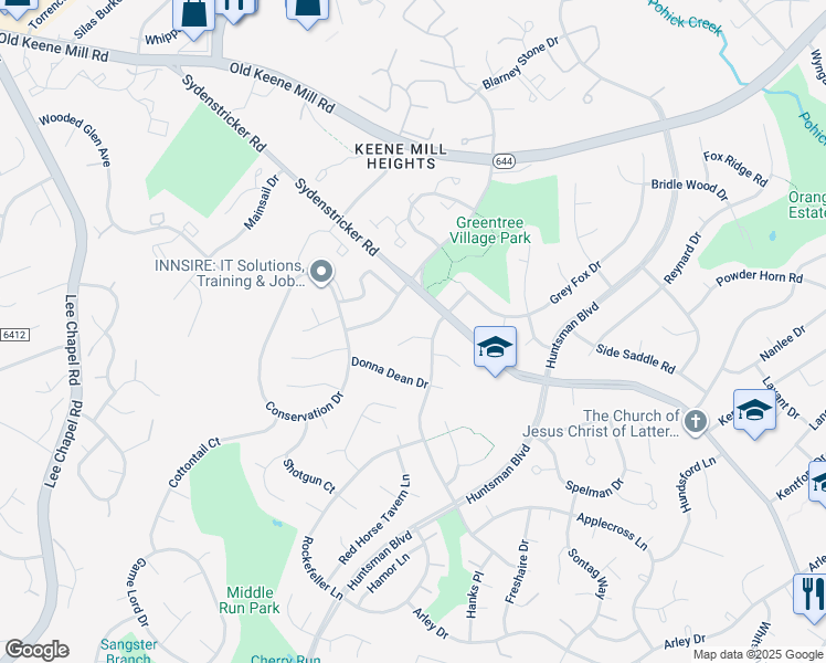 map of restaurants, bars, coffee shops, grocery stores, and more near 9114 Steven Irving Court in Springfield