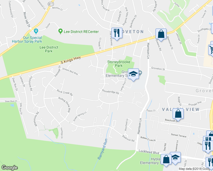map of restaurants, bars, coffee shops, grocery stores, and more near 3907 Flagstone Terrace in Alexandria
