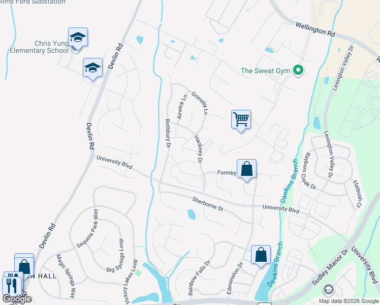 map of restaurants, bars, coffee shops, grocery stores, and more near 12317 Malvern Way in Bristow