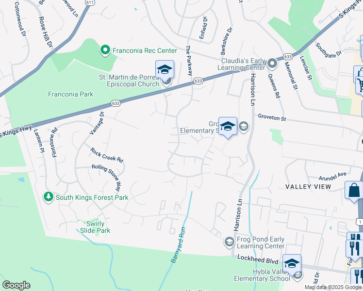 map of restaurants, bars, coffee shops, grocery stores, and more near 3907 Flagstone Terrace in Alexandria