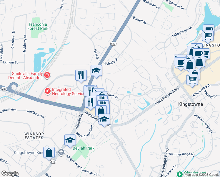 map of restaurants, bars, coffee shops, grocery stores, and more near 6904 Victoria Drive in Alexandria