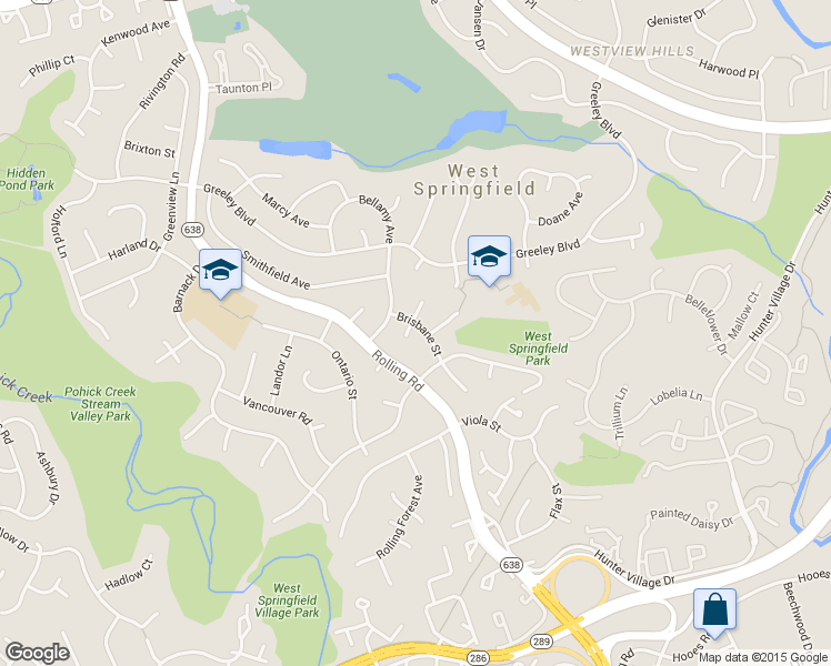 map of restaurants, bars, coffee shops, grocery stores, and more near 6806 Brisbane Street in Springfield