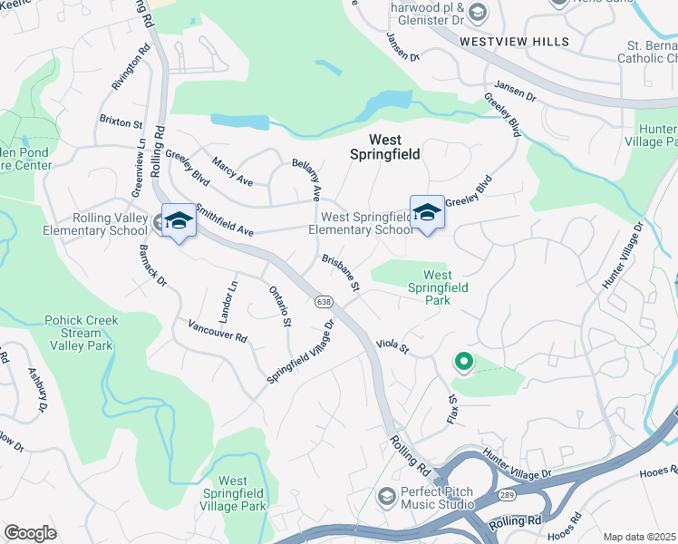 map of restaurants, bars, coffee shops, grocery stores, and more near 6806 Brisbane Street in Springfield