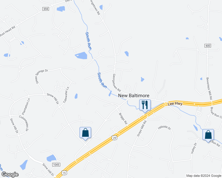 map of restaurants, bars, coffee shops, grocery stores, and more near 6440 Georgetown Road in Broad Run