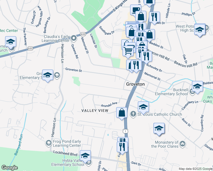 map of restaurants, bars, coffee shops, grocery stores, and more near 3226 Clayborne Avenue in Alexandria