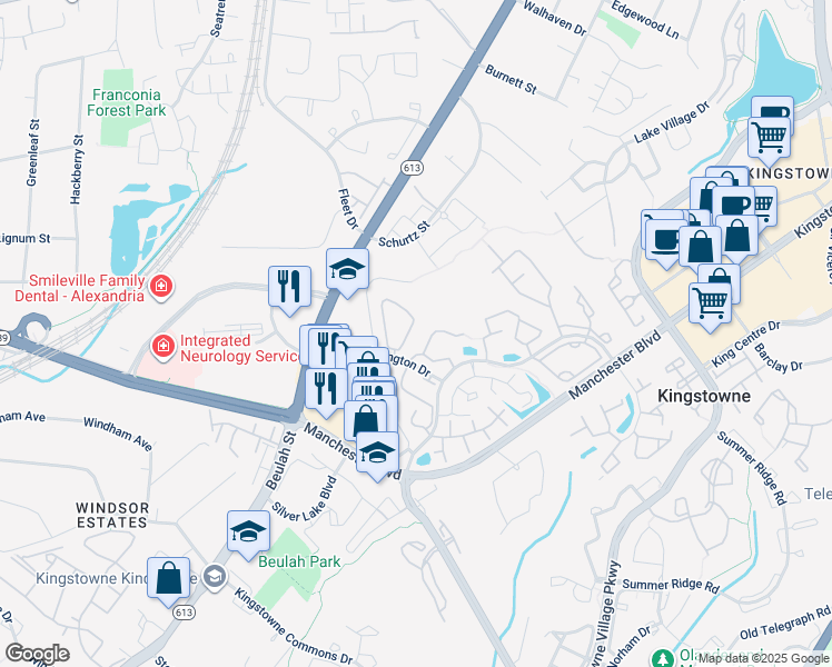 map of restaurants, bars, coffee shops, grocery stores, and more near 6905 Victoria Drive in Alexandria