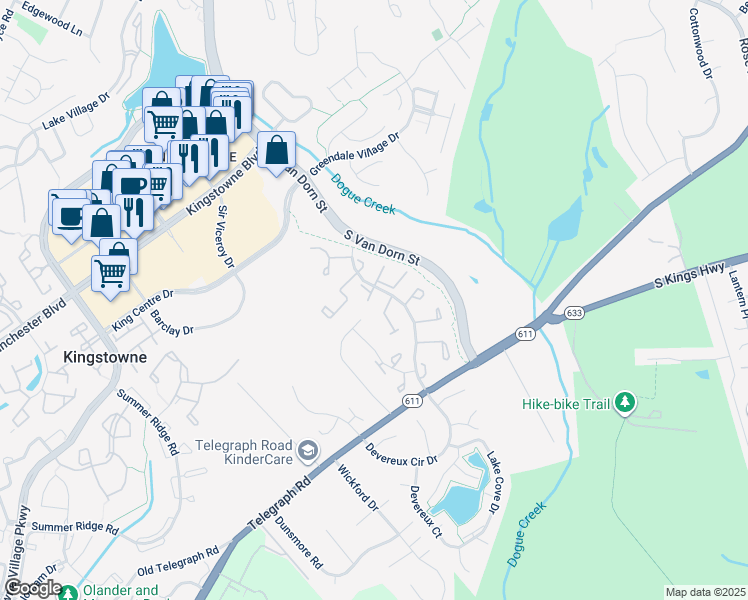 map of restaurants, bars, coffee shops, grocery stores, and more near 5309 Martinique Lane in Alexandria