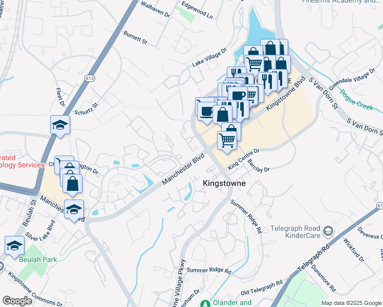 map of restaurants, bars, coffee shops, grocery stores, and more near 6864 Brindle Heath Way in Alexandria