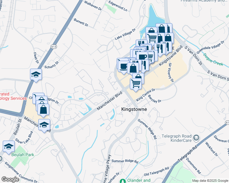 map of restaurants, bars, coffee shops, grocery stores, and more near 6864 Brindle Heath Way in Alexandria