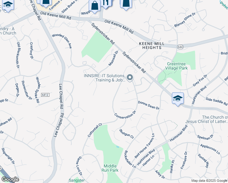 map of restaurants, bars, coffee shops, grocery stores, and more near 6969 Conservation Drive in Springfield