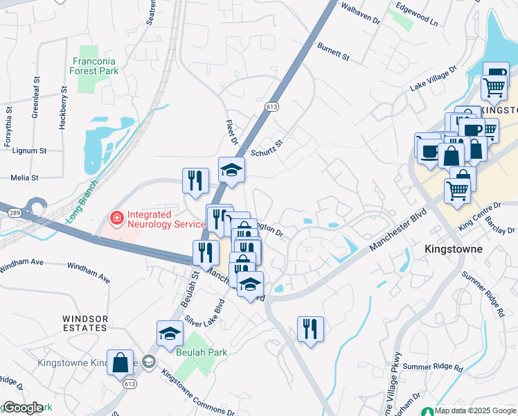 map of restaurants, bars, coffee shops, grocery stores, and more near 6920 Victoria Drive in Alexandria