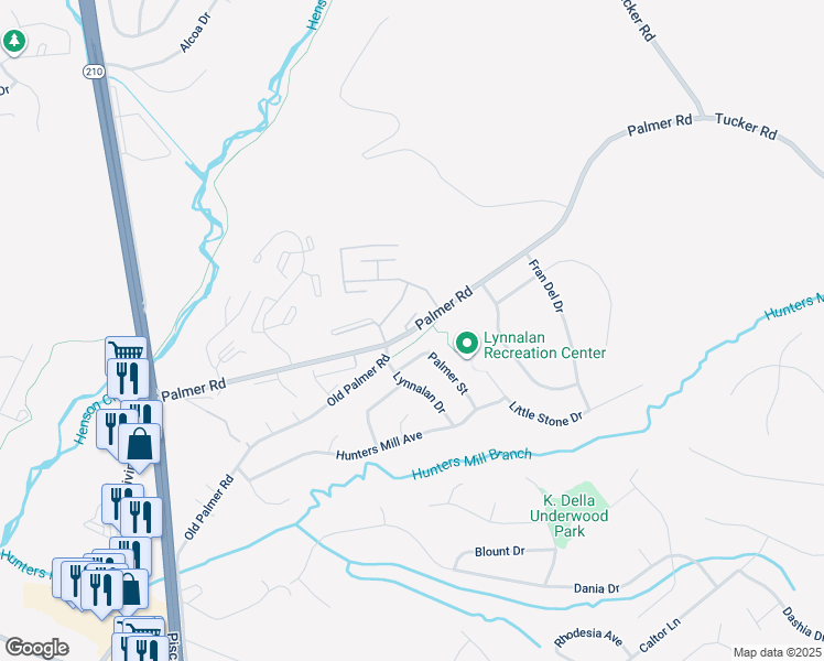 map of restaurants, bars, coffee shops, grocery stores, and more near 1338 Palmer Road in Fort Washington