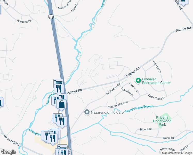 map of restaurants, bars, coffee shops, grocery stores, and more near 8776 Grasmere Court in Fort Washington