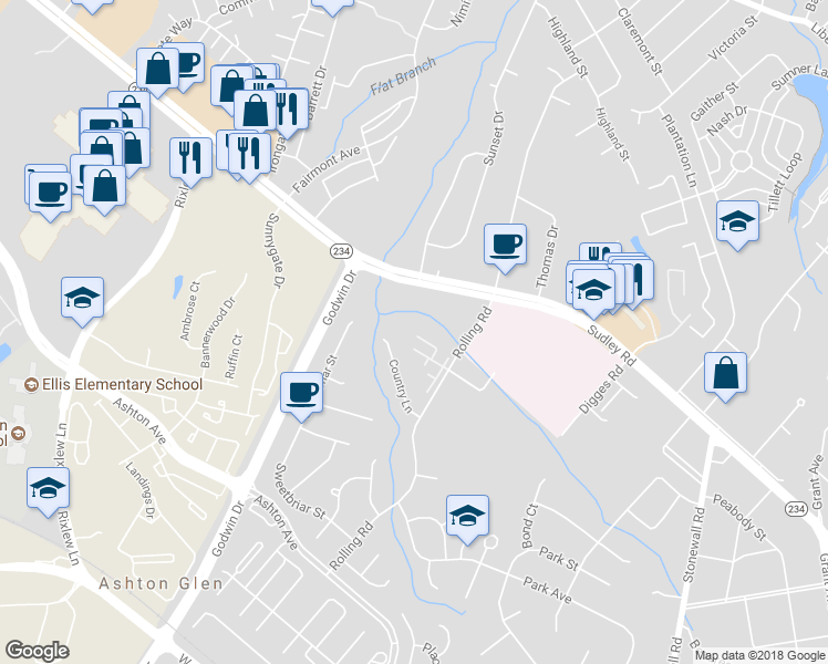 map of restaurants, bars, coffee shops, grocery stores, and more near 9953 Grapewood Court in Manassas