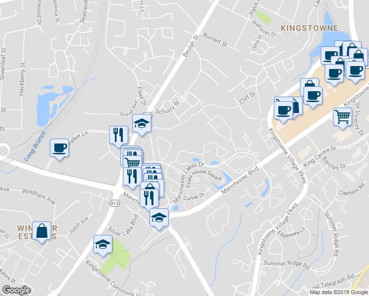map of restaurants, bars, coffee shops, grocery stores, and more near 6126 Old Brentford Court in Alexandria