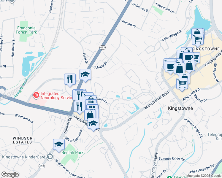 map of restaurants, bars, coffee shops, grocery stores, and more near 6126 Old Brentford Court in Alexandria