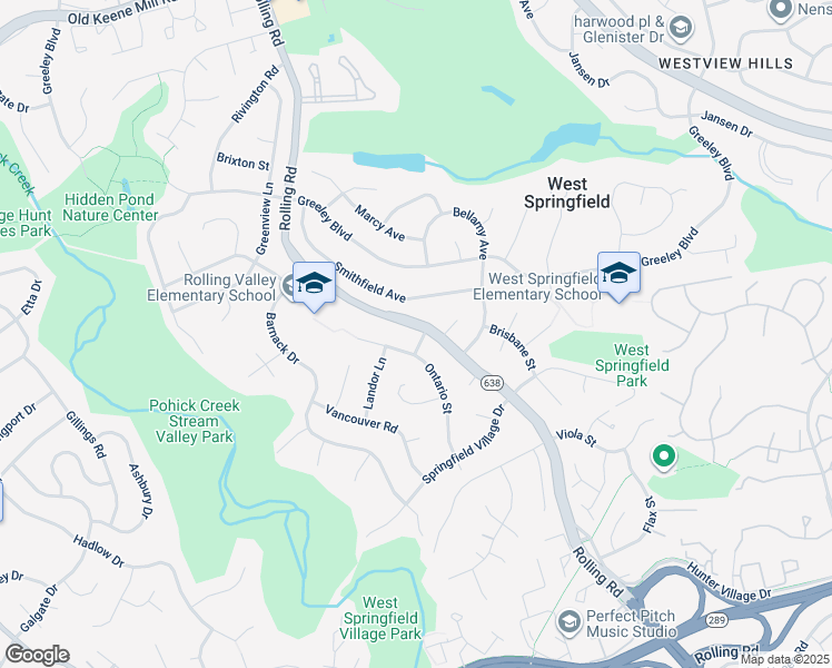 map of restaurants, bars, coffee shops, grocery stores, and more near 8110 Birmingham Lane in Springfield