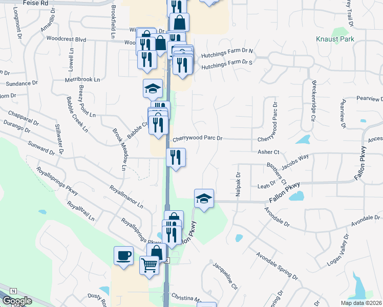 map of restaurants, bars, coffee shops, grocery stores, and more near 2705 Black Cherry Drive in O'Fallon