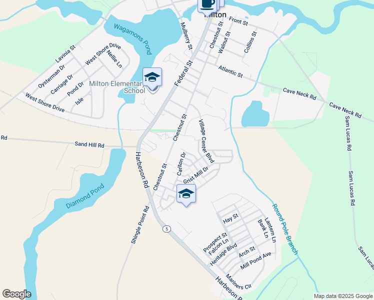 map of restaurants, bars, coffee shops, grocery stores, and more near 321 Carlton Drive in Milton