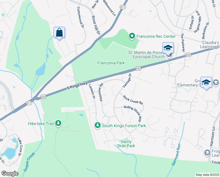 map of restaurants, bars, coffee shops, grocery stores, and more near 4411 Coldbrooke Court in Alexandria