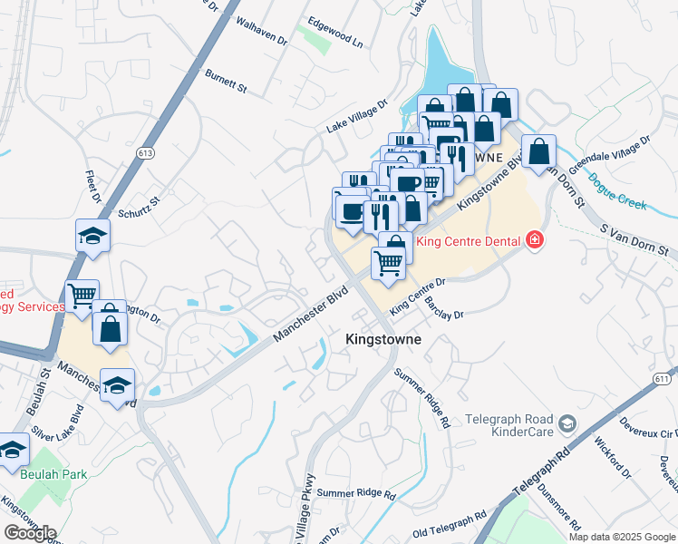 map of restaurants, bars, coffee shops, grocery stores, and more near 6869 Brindle Heath Way in Alexandria