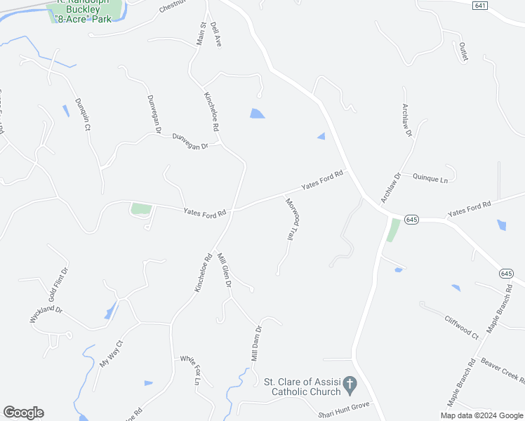 map of restaurants, bars, coffee shops, grocery stores, and more near 12715 Yates Ford Road in Clifton
