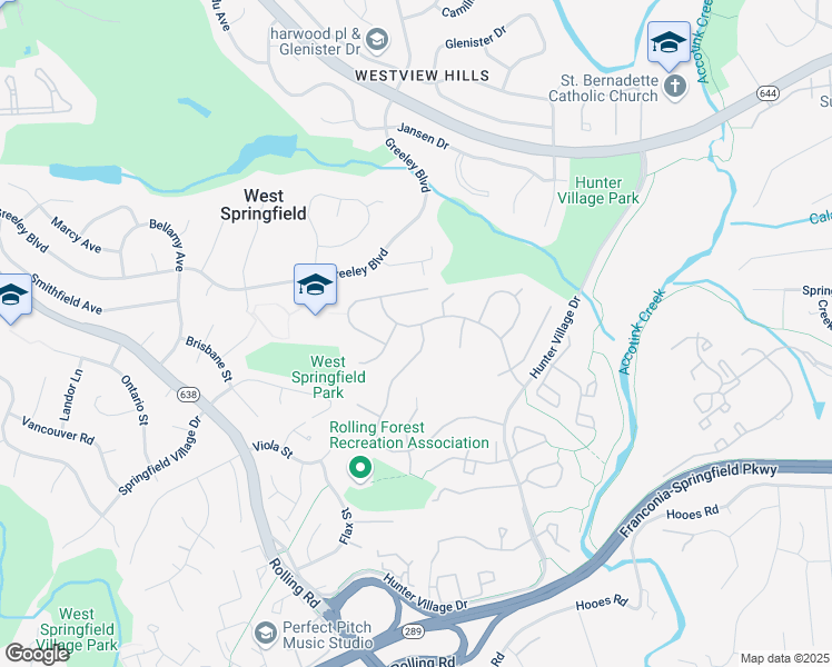map of restaurants, bars, coffee shops, grocery stores, and more near 7844 Belleflower Drive in West Springfield
