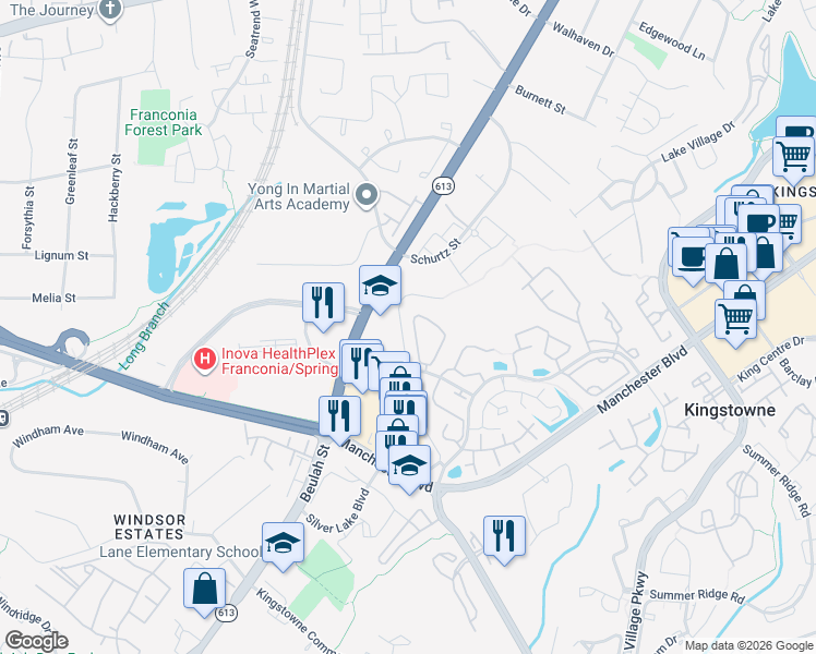 map of restaurants, bars, coffee shops, grocery stores, and more near 6915 Victoria Drive in Alexandria