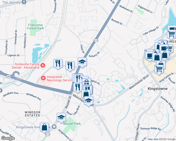 map of restaurants, bars, coffee shops, grocery stores, and more near 6915 Victoria Drive in Alexandria