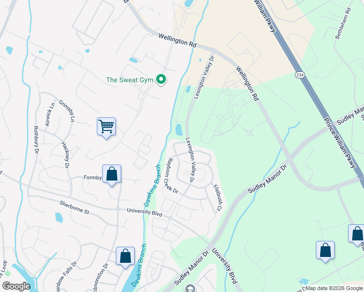 map of restaurants, bars, coffee shops, grocery stores, and more near 11913 Bethany Springs Mews in Manassas