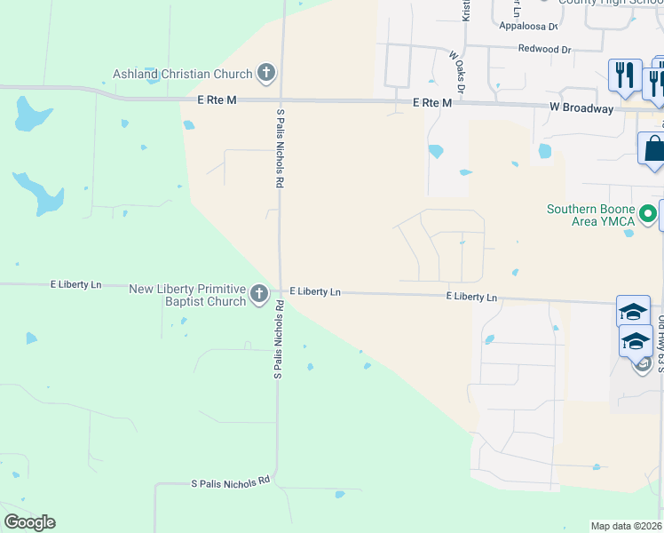 map of restaurants, bars, coffee shops, grocery stores, and more near 4375 Treaty Drive in Ashland