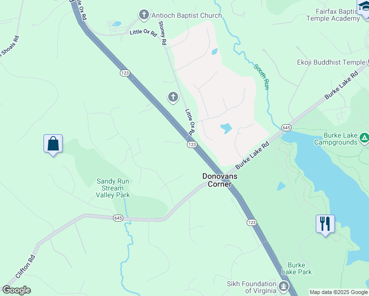 map of restaurants, bars, coffee shops, grocery stores, and more near 10705 Averett Drive in Fairfax Station