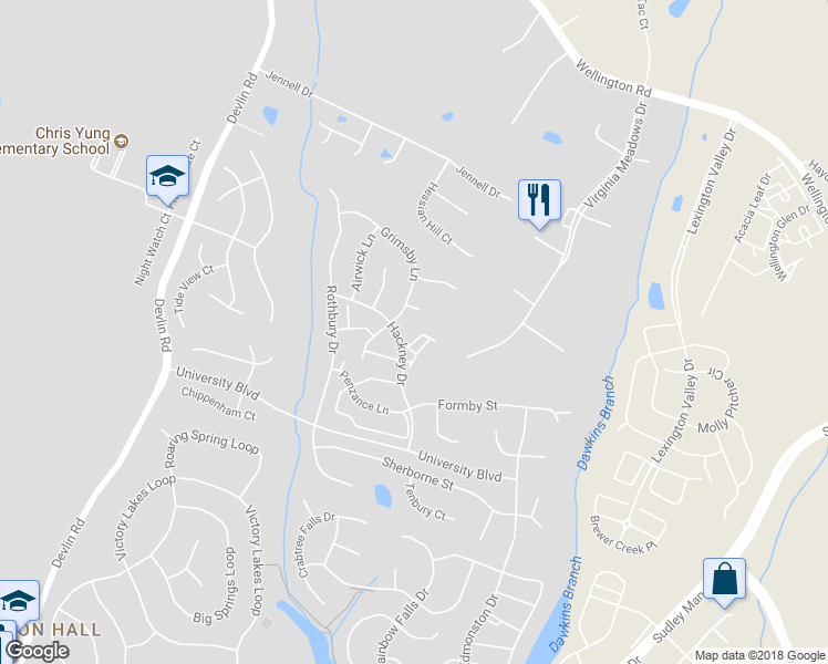 map of restaurants, bars, coffee shops, grocery stores, and more near 12328 Darton Woods Loop in Bristow